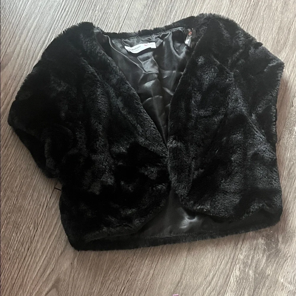 Girls black fur cover up